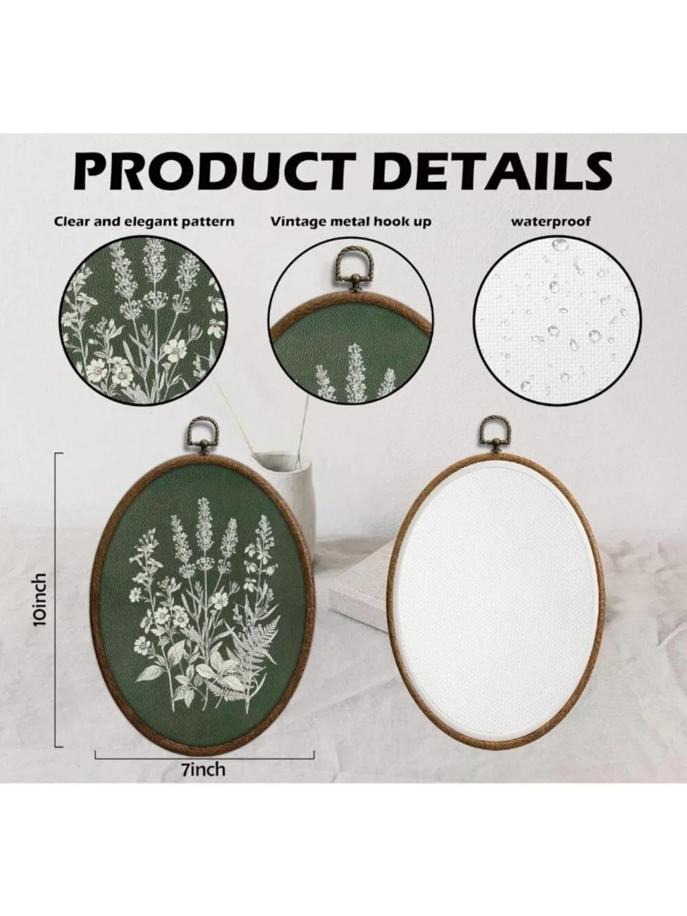 Floral Oval Wall Art - Dark Green Botanical Decor for Cottagecore Home & Living